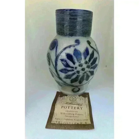 Williamsburg Pottery Pitcher Set Vintage Colonial Stoneware Blue Salt Glaze USA - Picture 7 of 16